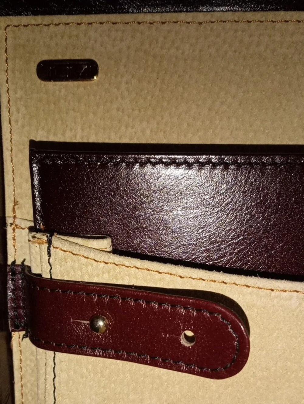 Tumi Maroon Leather Briefcase with Brass Combination Lock